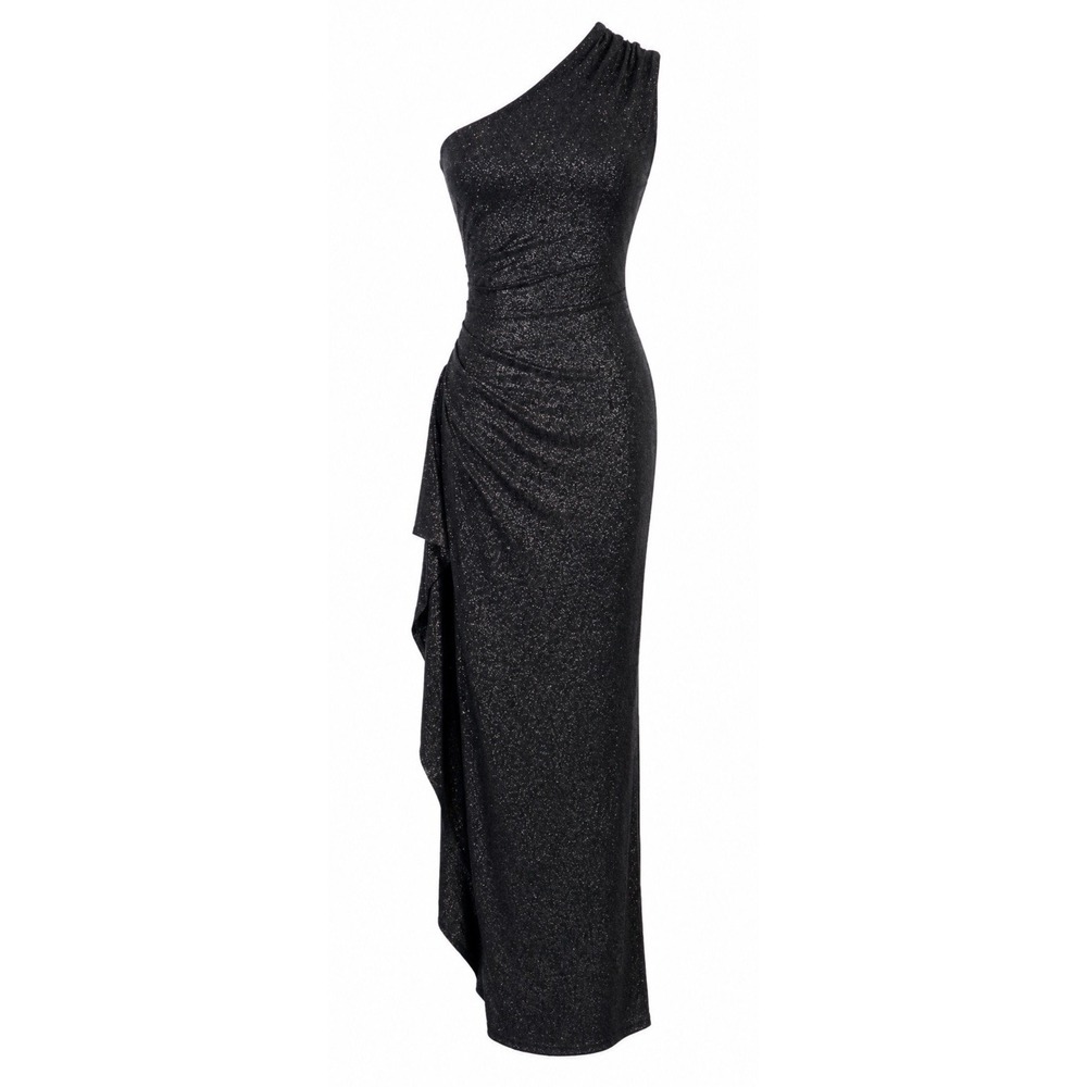 Babyboo Genevieve Maxi Dress Black Sparkle One Shoulder Backless NWT Medium